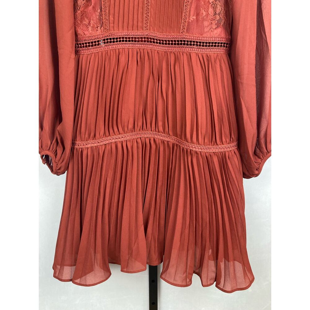 True Decadence Lace Pleated Dress Women's 8 Burgundy Tiered Party Cocktails - Picture 5 of 14